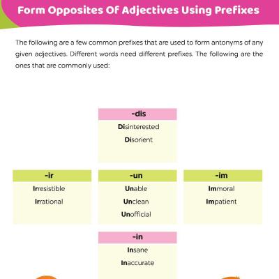 Form Opposites Of Adjectives By Adding Prefixes Worksheet