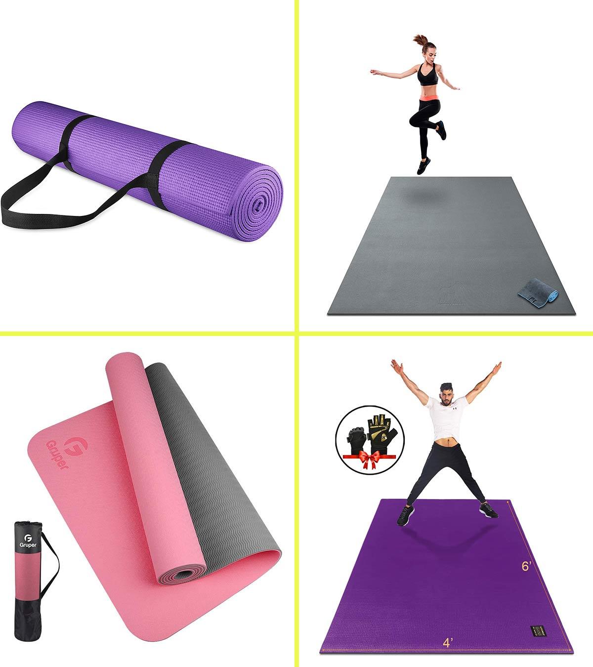 Gaiam Essentials Fitness Mat & Sling (10mm) Pink flat