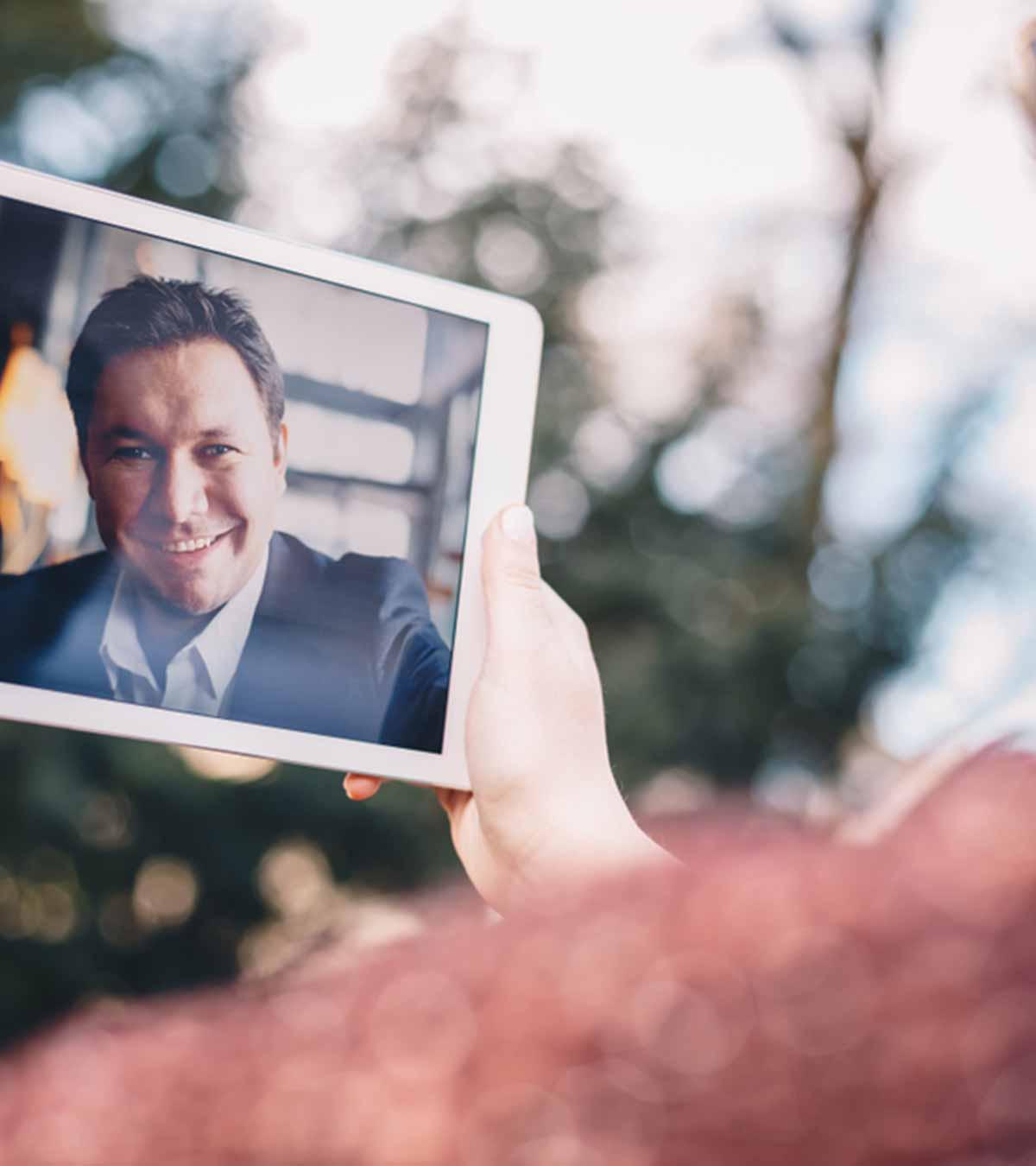 women talking to a man in a video call