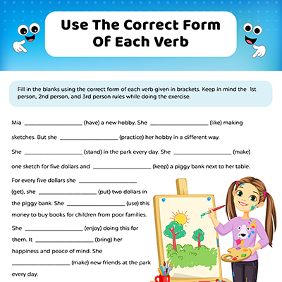Verb Tense Worksheet: Fill Correct Form Of Each Verb