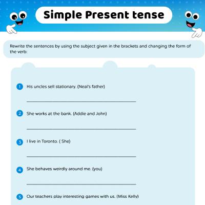 how to form present tense verb tense worksheet for kids