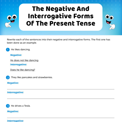 Verb Tense Worksheet: Negative And Interrogative Forms Of Present Tense