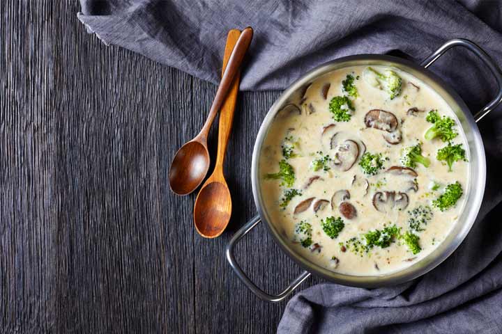 Broccoli and mushroom soup recipe for children
