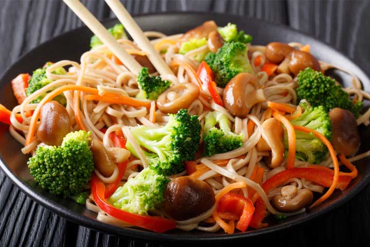 Broccoli buckwheat noodles recipe for children