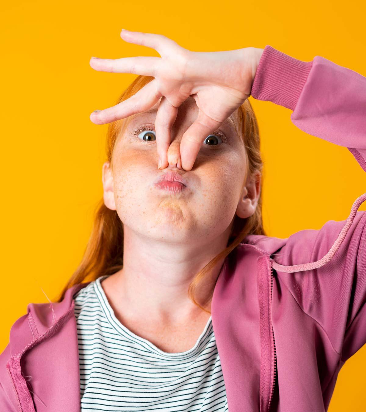Teen Looking Embarrassed About Farting