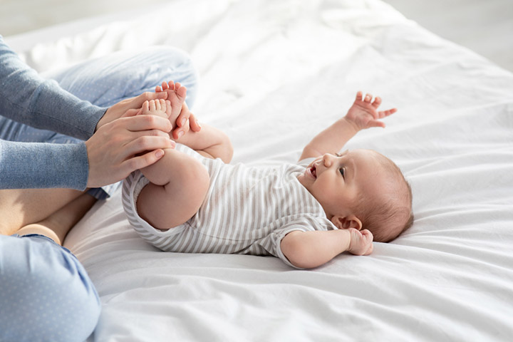 Massaging the baby can help in relieve gas and bloating