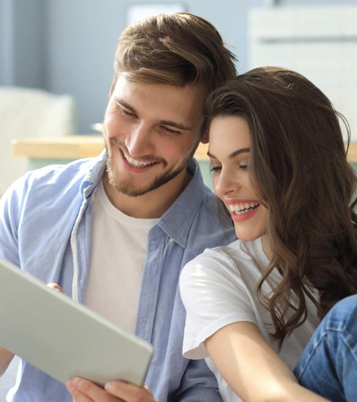 Couple Laughing Together, Reflecting Love And Compatibility Questions