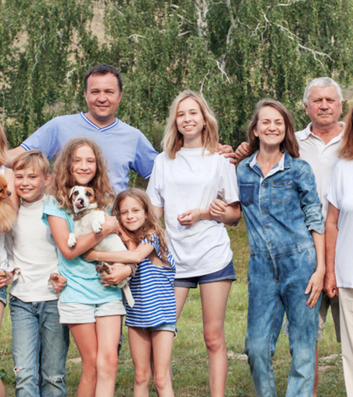 A joint family taking a family picture