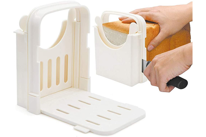 Collapsible bread slicer, adjustable toast slicer tool, plastic