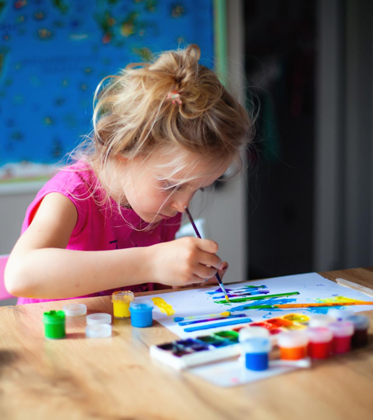 7-Year-Old Girl Doing Painting