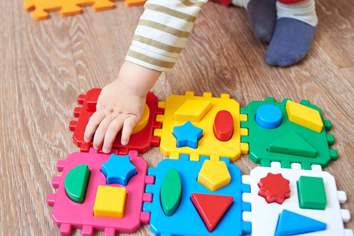 Color and shape sorter activity for 3 year old