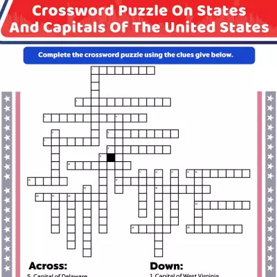 Crossword Puzzle On States And Capitals Of U.S.