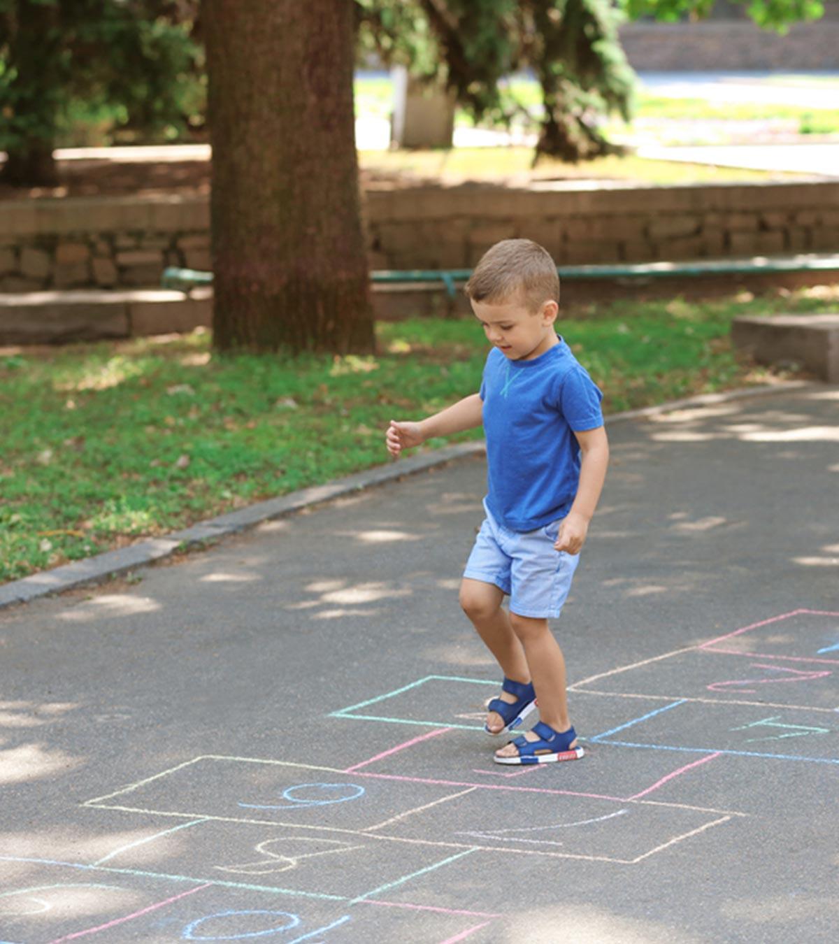 Children Playing Hopscotch Outdoor