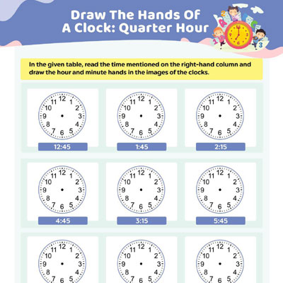 Draw The Hands Of A Clock: Quarter Hour