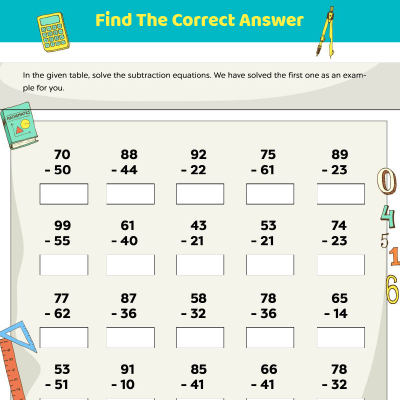 Subtraction Worksheets: Subtract The Numbers Vertically