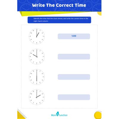 Time Worksheets: Write The Correct Time