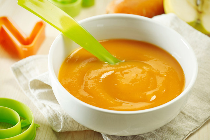 Mango puree with coconut milk for babies