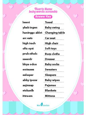 25 Free Printable Baby Shower Word Scramble Games