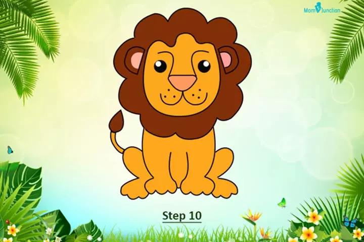 Lion Drawing, Painting and Coloring for Kids & Toddlers | Drawing Basics  #219 - YouTube