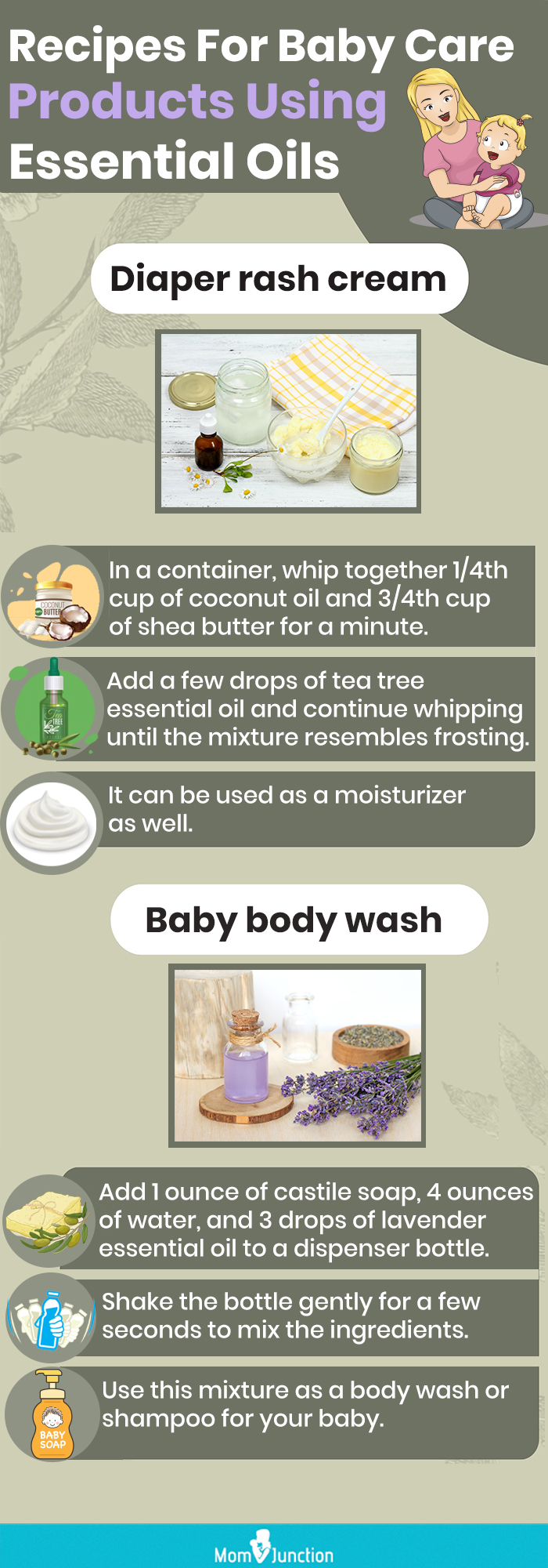 recipes for baby care products using essential oils (infographic)