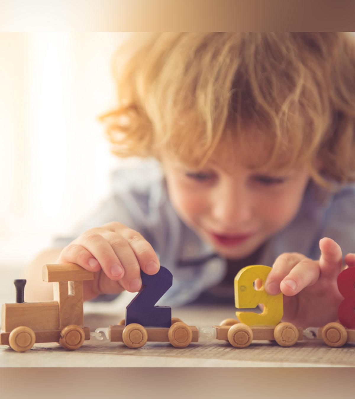 A toddler playing