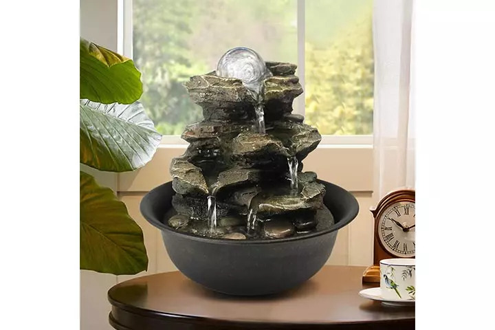5-tiers Modern Eco-resin Outdoor Fountain Art Waterfall Indoor Office Home  Decor