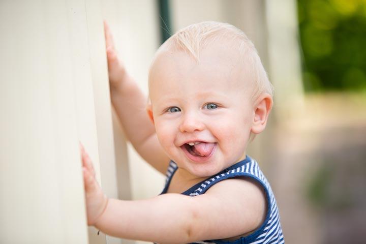 Baby chewing tongue