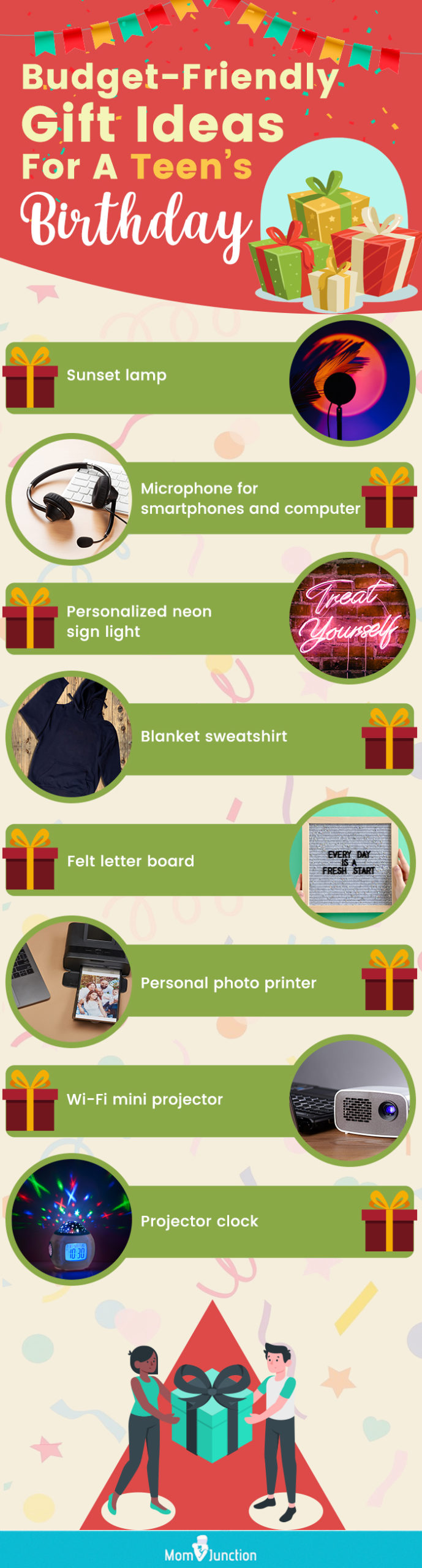 budget friendly gift ideas for a teens birthday (infographic)
