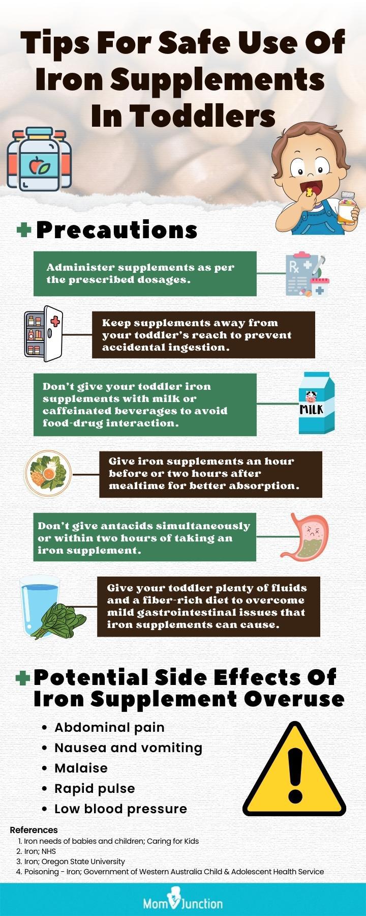 tips for safe use for iron supplements in toddlers (infographic)
