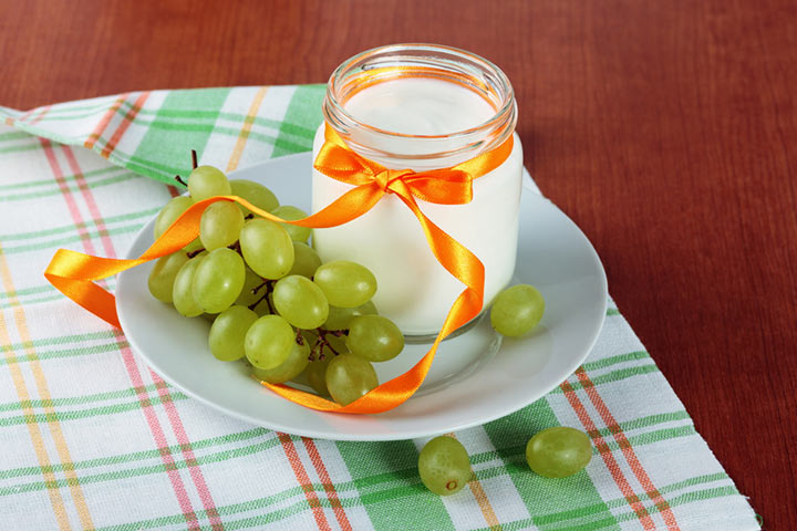 Greek yogurt and grapes for babies