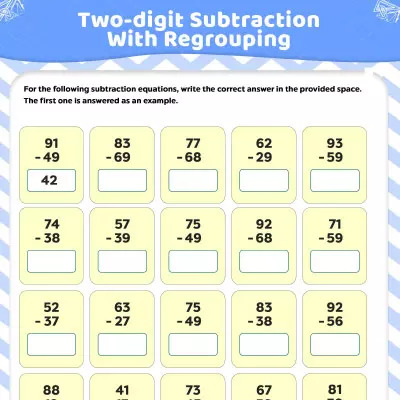 Two-digit Subtraction Worksheets: With Regrouping