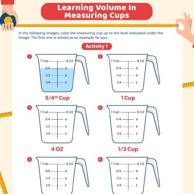 Measuring Worksheets: Volume In US Customary System