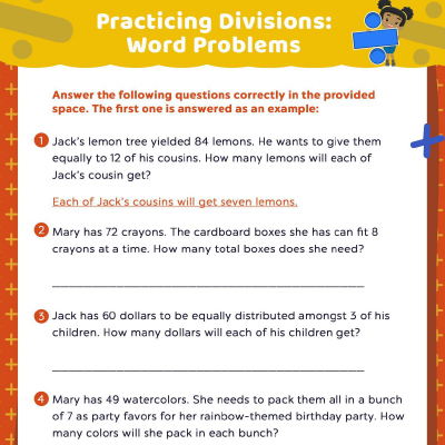 Division Word Problems For Learning