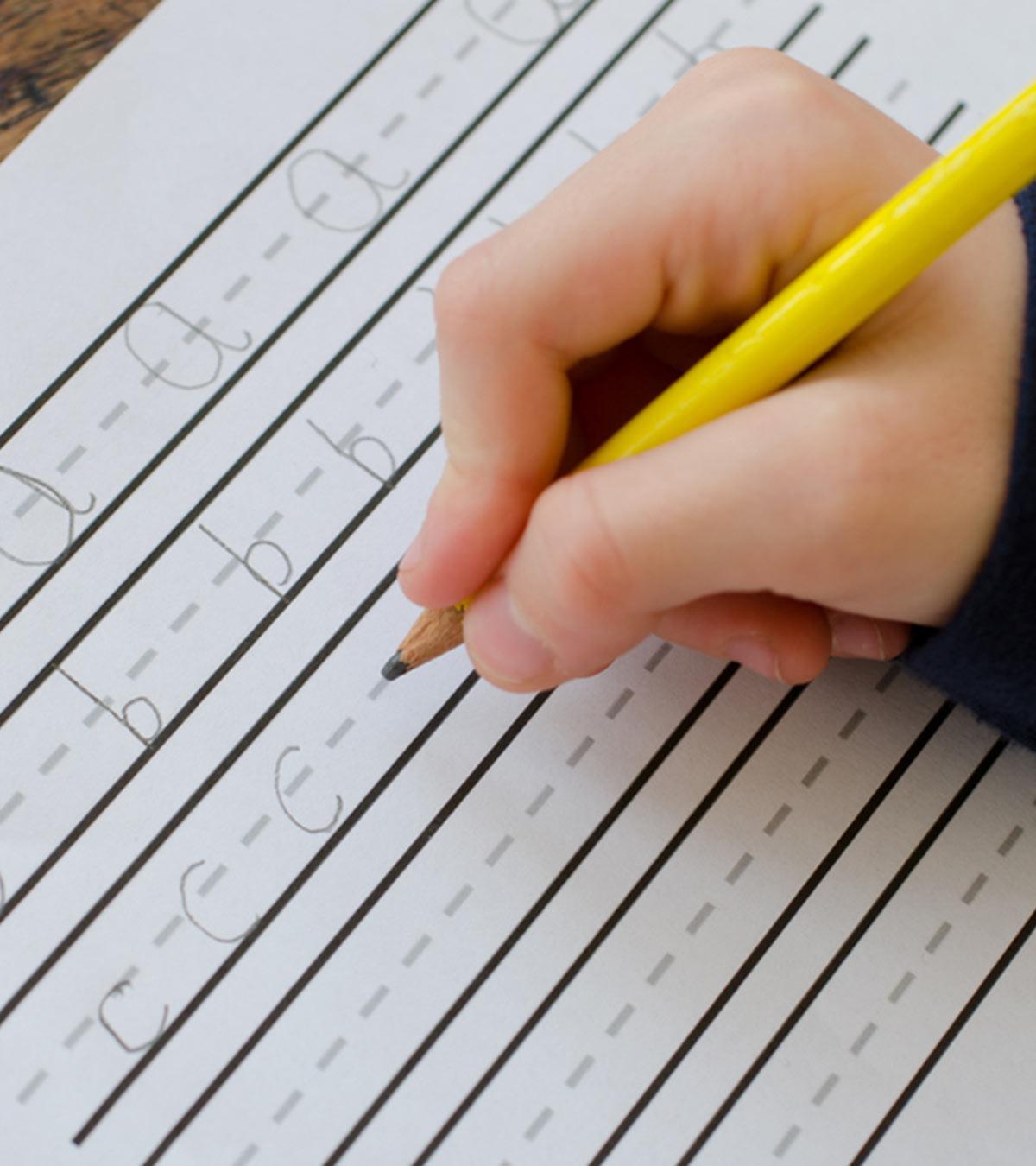 Child Practicing Handwriting Improvement Exercises