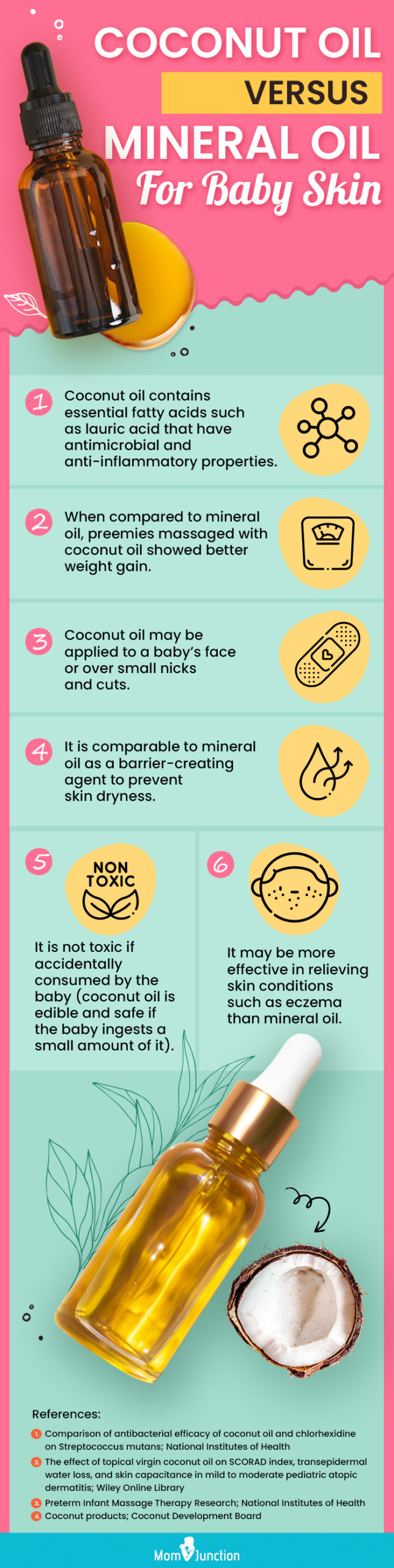 coconut oil versus mineral oil for baby skin (infographic)