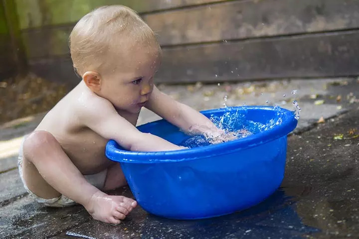 Letting them engage in water play, outdoor activities for babies