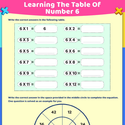 Multiplication Worksheet: Learning The Table Of Number 6