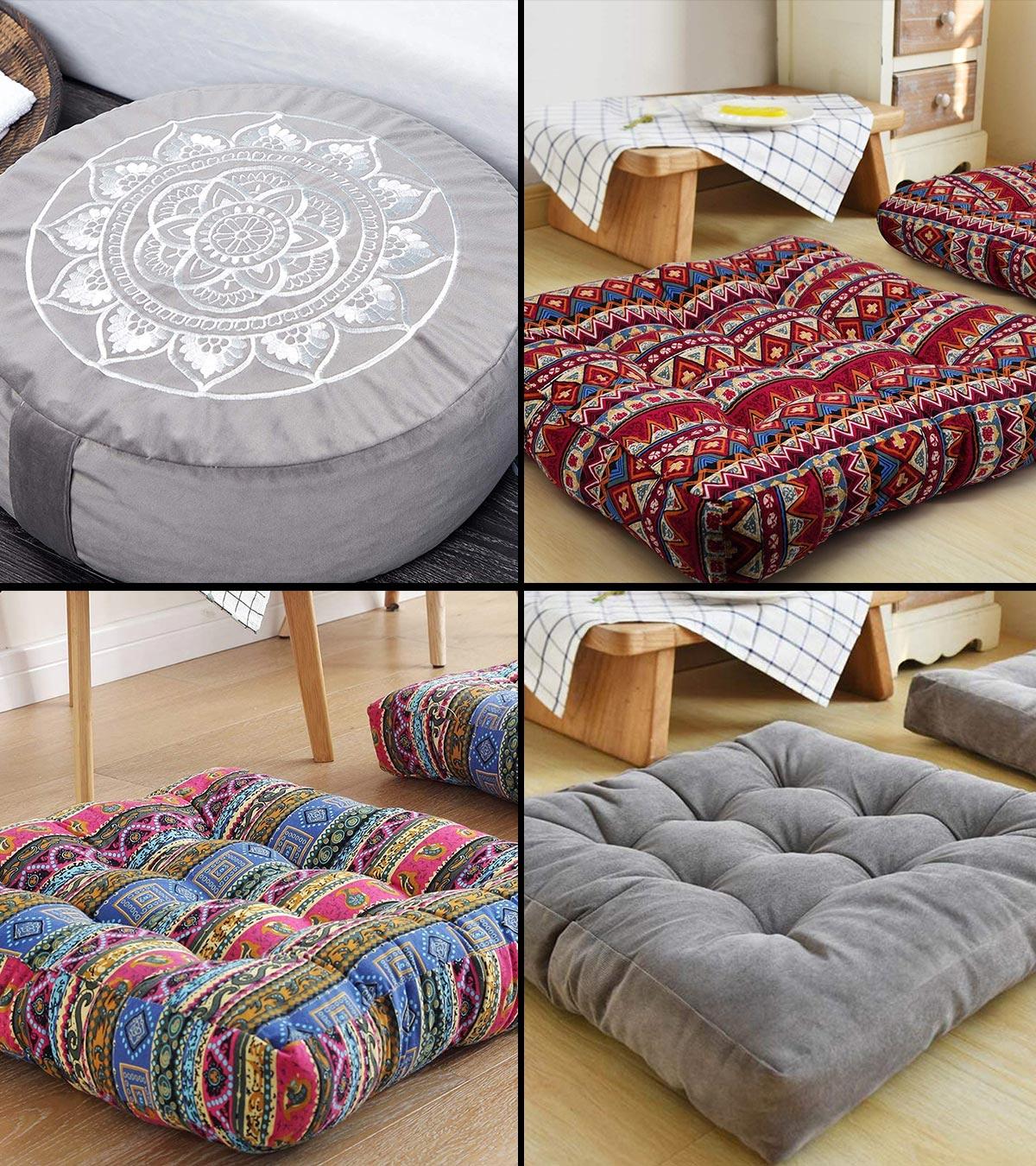 Round Bohemian Floor Cushion Pillow, Mandala Meditation Yoga Tatami Seating  Cushion, Cotton Linen Boho India Floor Seat Pillows for Living Room Sofa