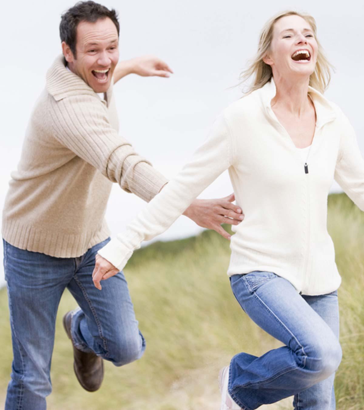 A guy chasing a girl