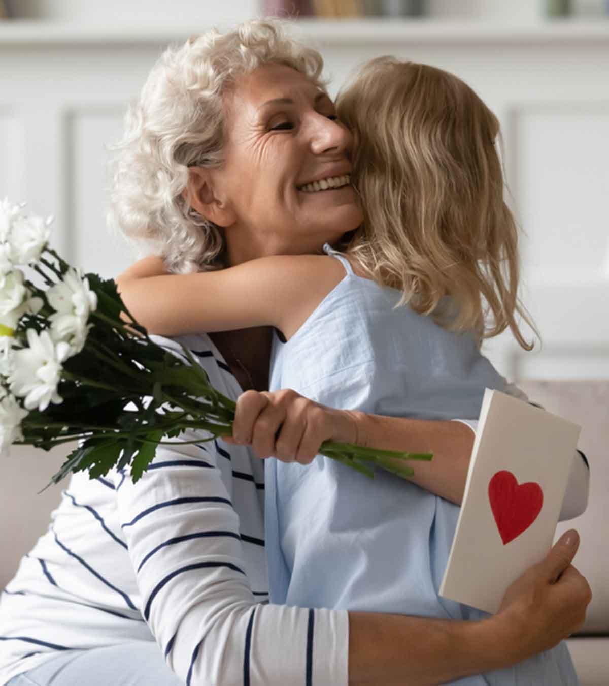 A GrandMom Hugging Her Granddaughter
