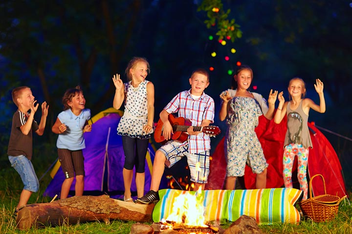 Talent show, toddler camping activity