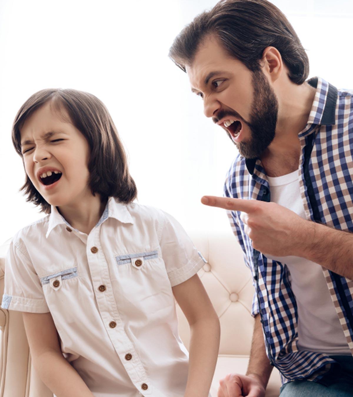 Father Yelling At Child With Angry Expression