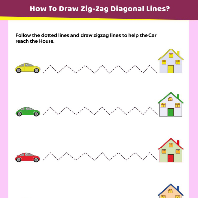 Tracing Worksheets: Trace The Zig Zag Diagonal Lines