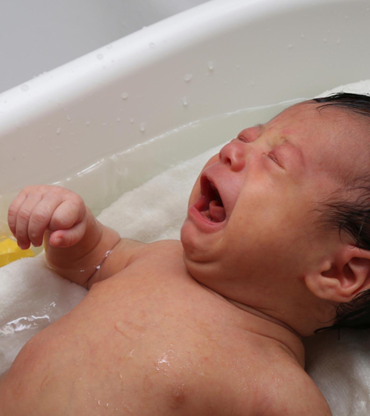 Baby Crying During Bath, Symbolizing Bath Tips