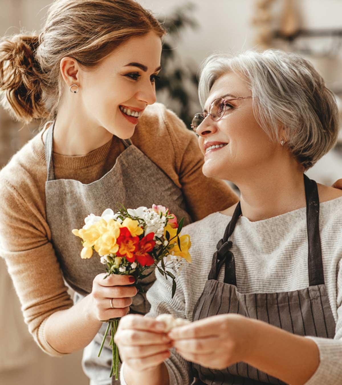 A girl saying thank you to her mother-in-law