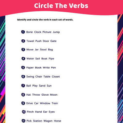 Choose The Verbs From The Set Of Words