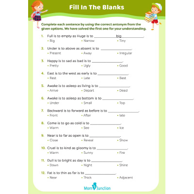 Fill In The Blanks With The Correct Antonyms