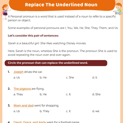 Identify & Replace Underlined Word With Pronoun