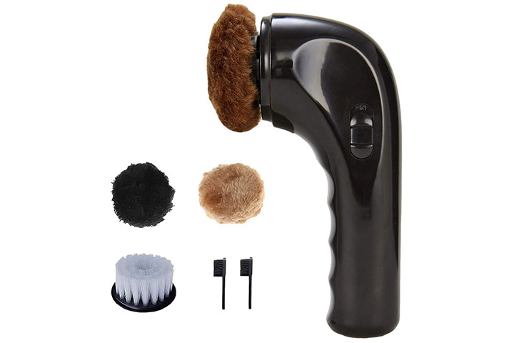 JOUNJIP Electric Shoe Shine Polisher - Deluxe Kit with Extra Set of  Replacement Buffer Covers - 100% Natural Lamb Wool