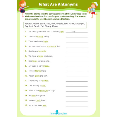 Select The Correct Antonyms